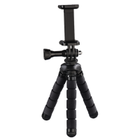 Hama Ministatief 1/4 inch Werkhoogte: 7 - 14 cm Zwart Voor smartphones en GoPro - thumbnail