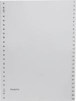 Pergamy tabbladen, ft A4, 23-gaatsperforatie, grijze PP, set 1-52 - thumbnail