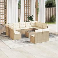 11-delige Tuinset met kussens poly rattan beige - thumbnail