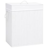 VidaXL Wasmand met 2 vakken 100 l bamboe wit - thumbnail