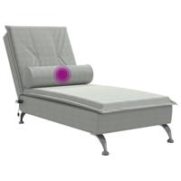 Massage chaise longue met bolster fluweel lichtgrijs - thumbnail