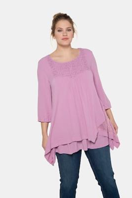 Ulla Popken Tuniek, dubbellaags, puntzoom, 3/4 mouwen - Grote Maten Ulla Popken Tuniek, dubbellaags, puntzoom, 3/4 mouwen - Grote Maten