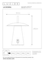 Lucide LA DONNA - Oplaadbare Tafellamp Binnen/Buiten - Accu/Batterij - Ø 19,7 cm - LED 3 StepDim - 1x2W 2700K - IP54 - Wit - thumbnail