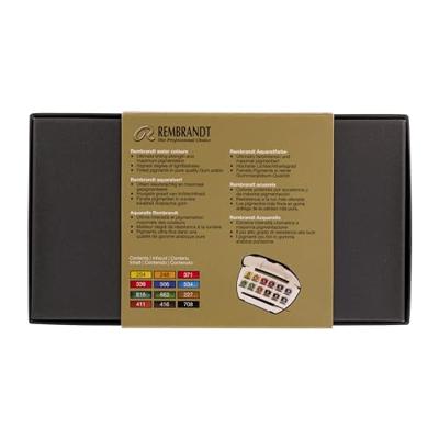 Rembrandt Professionele Aquarelverf Kunststof Pocketbox Set - 12 Halve Napjes + 1 Penseel - Algemene Kleurselectie