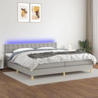 Boxspring met matras en LED stof lichtgrijs 200x200 cm - thumbnail