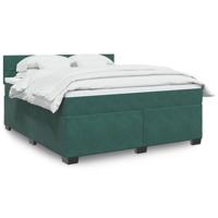 Boxspring met matras fluweel donkergroen 180x200 cm - thumbnail