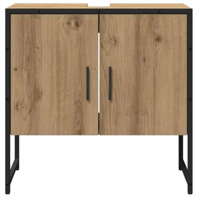 Badkamermeubelset Wandgemonteerd 2 pcs Bruin Bewerkt hout