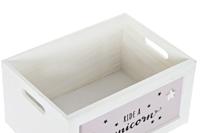 Mandenset DKD Home Decor Geel Wit Grijs Roze Paulownia hout Kinderen 40 x 30 x 55 cm (5 Onderdelen) (5 Stuks) - thumbnail