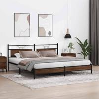 Bedframe zonder matras metaal bruin eikenkleurig 200x200 cm - thumbnail