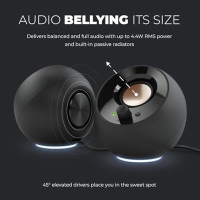 Creative Pebble RGB 2.0 PC-luidsprekers Kabelgebonden 4.4 W Wit