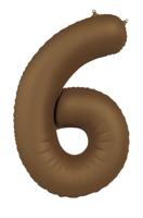 Folieballon Cijfer 6 Bruin Mat (86cm) - thumbnail