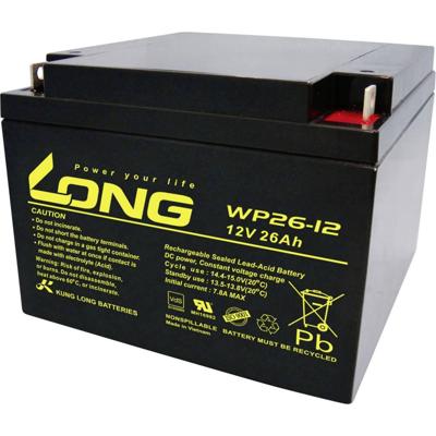 Long WP26-12 Loodaccu 12 V 26 Ah Loodvlies (AGM) (b x h x d) 166 x 125 x 175 mm M5-schroefaansluiting VDS-certificering, Geringe zelfontlading, Onderhoudsvrij Long WP26-12 Loodaccu 12 V 26 Ah Loodvlies (AGM) (b x h x d) 166 x 125 x 175 mm M5-schroefaansluiting VDS-certificering, Geringe zelfontlading, Onderhoudsvrij