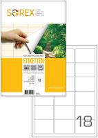 A4 etiketten 63,5 x 46,6 mm wit 100 vel Sorex - thumbnail