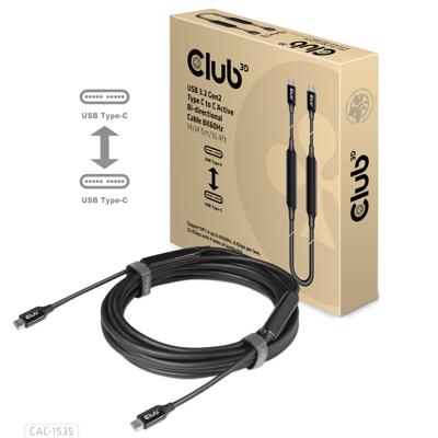 Club 3D USB-C 3.2 Gen2 > USB-C Active bi-directional kabel Club 3D USB-C 3.2 Gen2 > USB-C Active bi-directional kabel