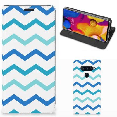 LG V40 Thinq | Hoesje met Magneet | Zigzag Blauw