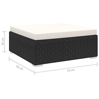 Voetensteun met kussen sectioneel Poly Rattan zwart - thumbnail