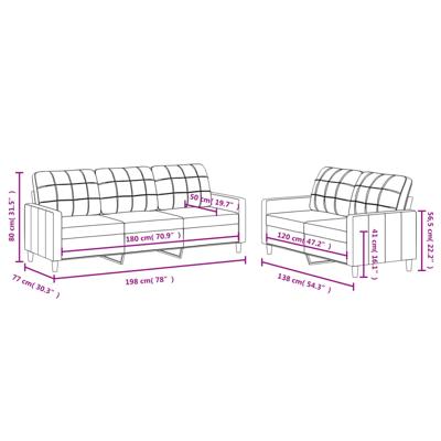 2-delige Loungeset met kussens stof bruin