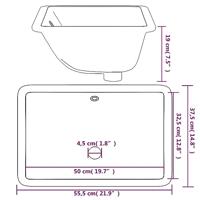 VidaXL Wastafel rechthoekig 55,5x37,5x19 cm keramiek wit - thumbnail