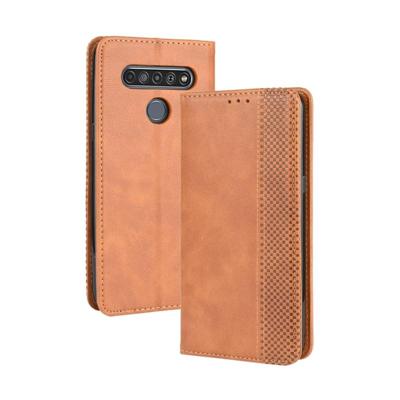 Voor LG K41S /K51S Magnetic Buckle retro Crazy Horse Texture Horizontal Flip Leather case met Holder & Card Slots & Photo Frame(Brown)
