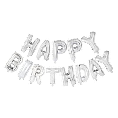 Globos Folieballon tekst happy birthday zilver