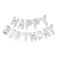 Globos Folieballon tekst happy birthday zilver - thumbnail