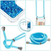 Lunso - Backcover hoes met koord - iPhone 14 - Glitter Blauw - thumbnail