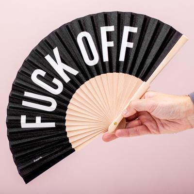 Houten waaier Fuck Off - Zwart Houten waaier Fuck Off - Zwart