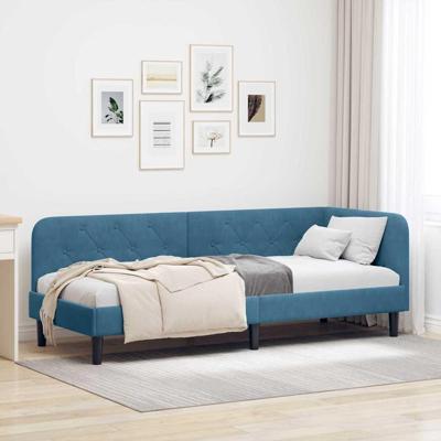 Hoekbedframe met hoofdeinde Blauw 80 x 200 cm Fluweel