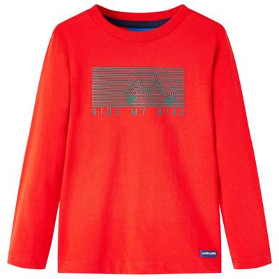 Kindershirt met lange mouwen fietsprint 128 rood