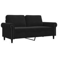 Tweezitsbank 140 cm fluweel zwart - thumbnail