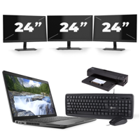 Dell Latitude 5500 - Intel Core i5-8e Generatie - 15 inch - 8GB RAM - 256GB SSD - Windows 11 + 3x 24 inch Monitor - thumbnail