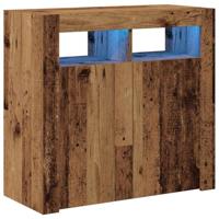 Dressoir met LED-verlichting 80x35x75 cm bewerkt hout oud hout - thumbnail