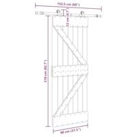 Schuifdeur met beslag 80x210 cm massief grenenhout - thumbnail