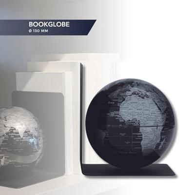 Boekensteun troika met magn globe 13cm zw-zilver
