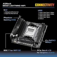 ASRock Phantom Gaming B650I Lightning WiFi Moederbord Socket AMD AM5 Vormfactor Mini-ATX Moederbord chipset AMD® B650 - thumbnail