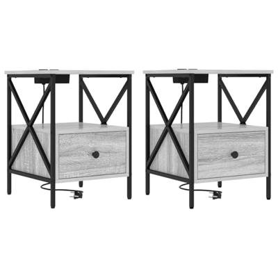 Nachtkastje 2 pcs Grijs Sonoma 41,5 x 40,5 x 55 cm Bewerkt hout