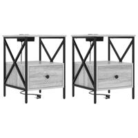 Nachtkastje 2 pcs Grijs sonoma 41,5 x 40,5 x 55 cm Bewerkt hout - thumbnail
