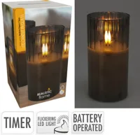 LED KAARS IN GLAS 15CM GRIJS - thumbnail