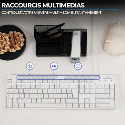 Bedrade toetsenbord- en muisset - 15 multimediasneltoetsen - BLUESTORK - Media Office - PACK-MEDIA-OFFW/FR - AZERTY