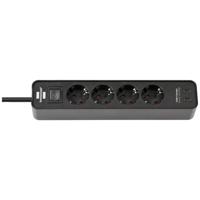 Brennenstuhl ecolor 4-voudige stekkerdoos met 2 usb-laadaansluitingen stekkerdoos (zwart, 2x usb-c) - thumbnail