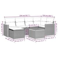 7-delige Loungeset met kussens poly rattan grijs - thumbnail