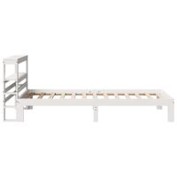 Bedframe met hoofdbord massief grenenhout wit 120x190 cm - thumbnail