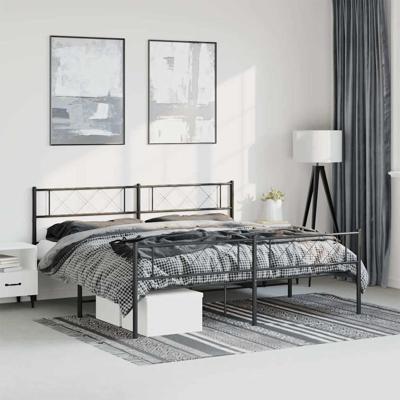 Bedframe met hoofd- en voeteneinde metaal zwart 183x213 cm