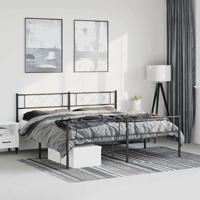 Bedframe met hoofd- en voeteneinde metaal zwart 183x213 cm - thumbnail
