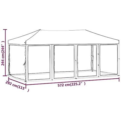 Partytent inklapbaar met zijwanden 3x6 m crèmekleurig