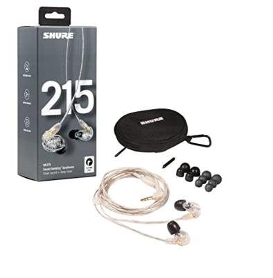 Shure SE215 PRO bedrade oordopjes - Professionele geluidsisolerende oortelefoons, helder geluid en diepe bas, enkele dynamische microdriver, veilige pasvorm in ear monitor, plus draagtas en passet -