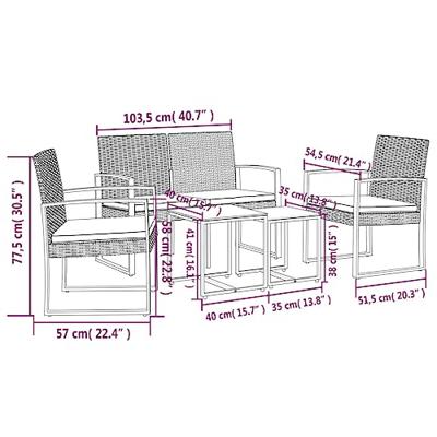 5-delige Tuinset met kussens polypropeen rattan zwart 5-delige Tuinset met kussens polypropeen rattan zwart