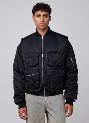 Off The Pitch Double Layered Bomberjack Heren Zwart - Maat XS - Kleur: Zwart | Soccerfanshop