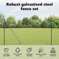 VidaXL Afrasteringspaal grijs 10 x 1,5 m (50 mm gaas) staal en pvc - thumbnail