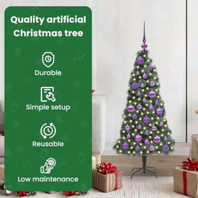 Kunstkerstboom met Lichtjes en Ballenset Groen 120 cm PET